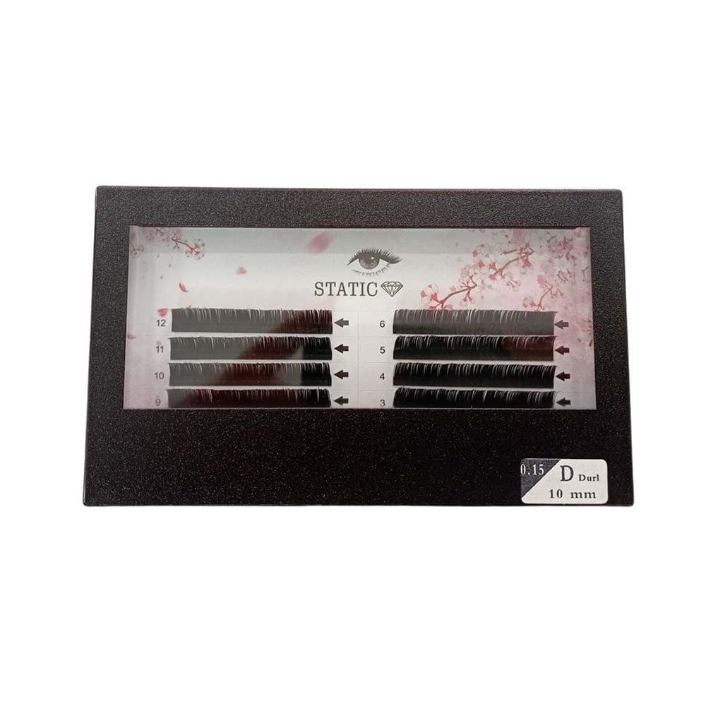مژه اکستنشن کلاسیک استاتیک ضخامت 0/15 فر D سایز 10 میلی‌متر (دو ردیفه)
